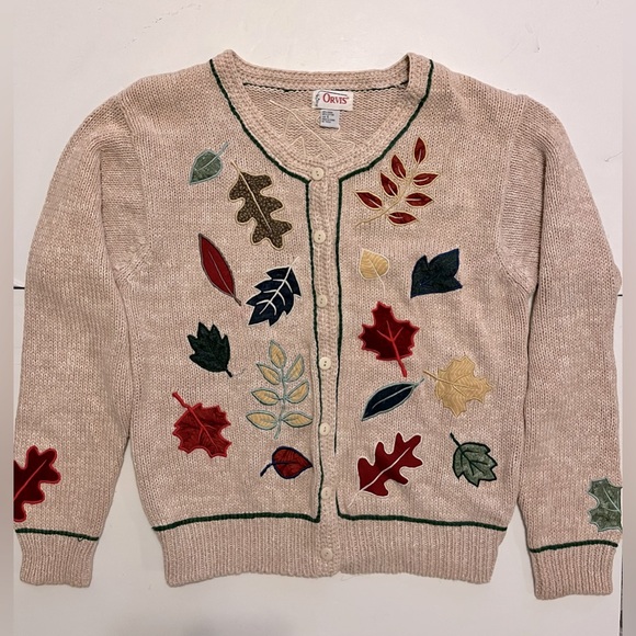 Orvis Sweaters - VTG Orvis Sweater Cardigan Womens S Floral Embroidered Stitched Grannycore 90s